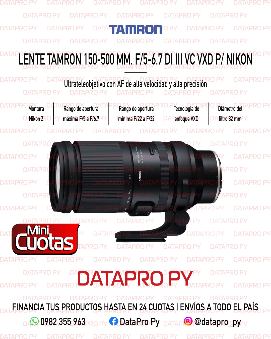 Lente Tamron 150-500 mm. para Nikon